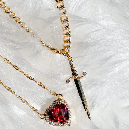 Collares de amor daga y corazón
