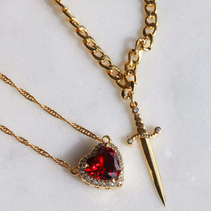 Collares de amor daga y corazón