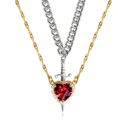 Collares de amor daga y corazón