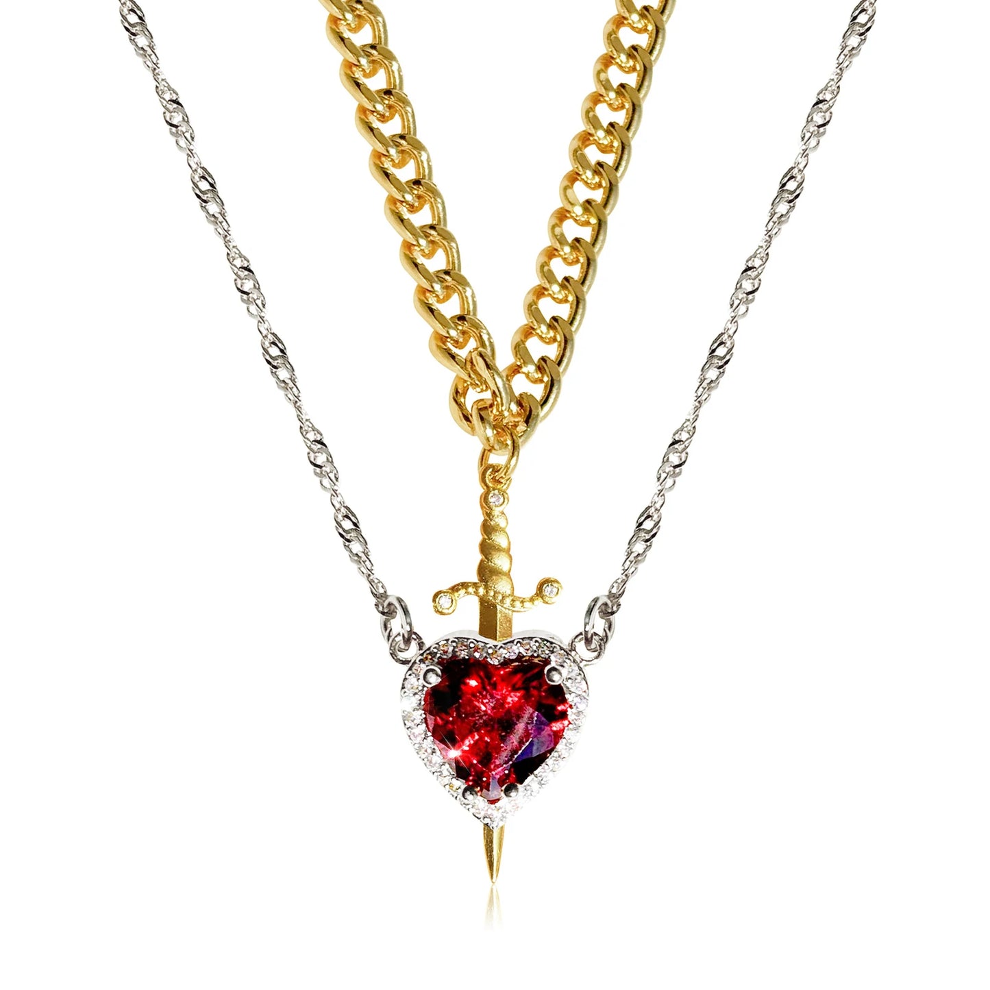 Collares de amor daga y corazón