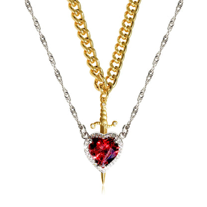 Collares de amor daga y corazón