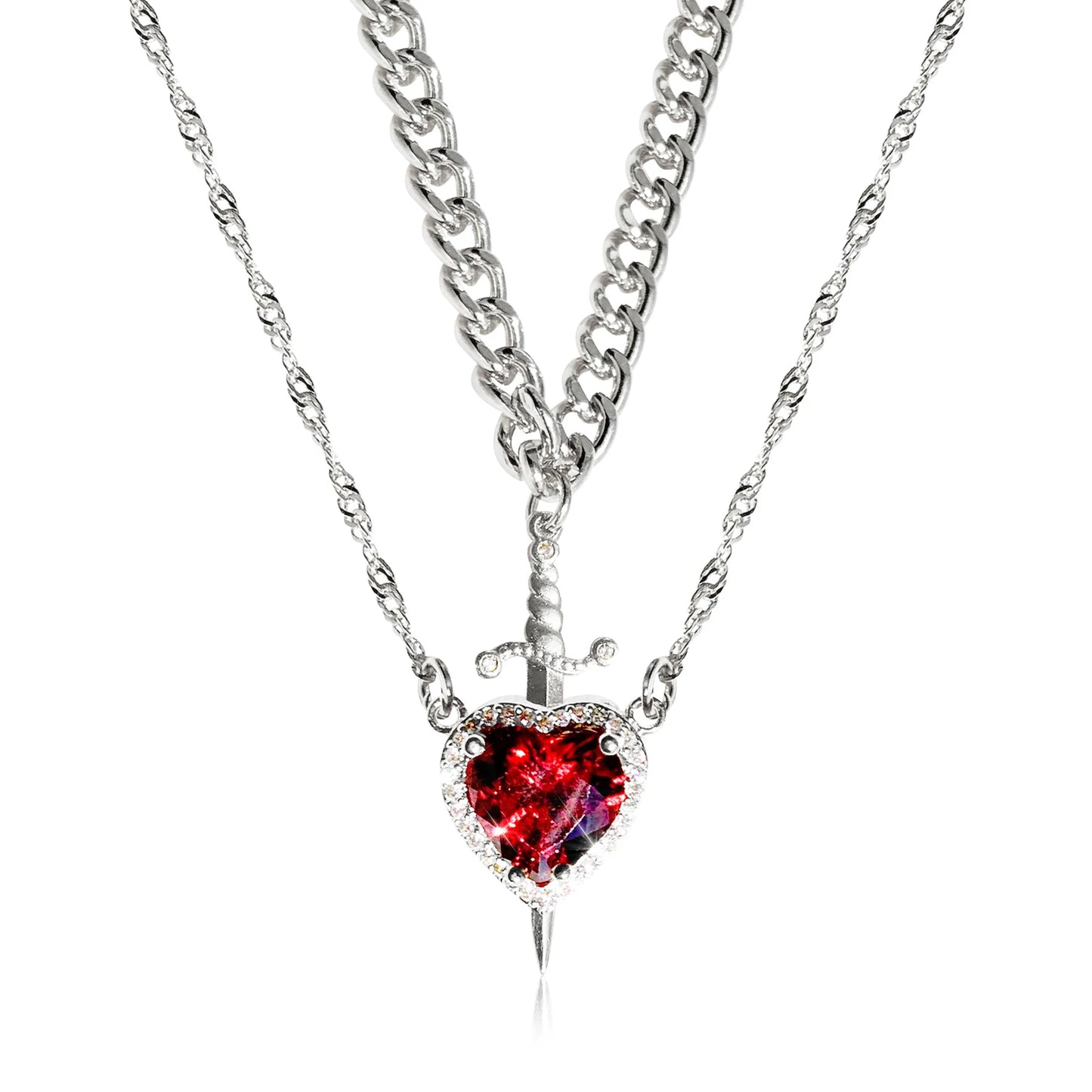Collares de amor daga y corazón